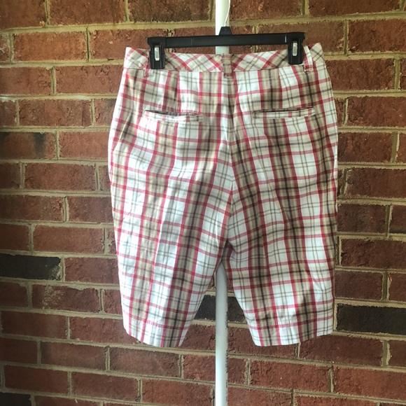 Kim Rogers Bermuda Shorts Red/Brown Plaid Size 10 - Picture 3 of 5